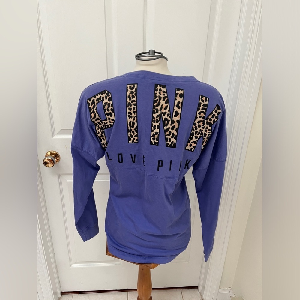 PINK | Womens long sleeve cotton T-shirt Purple Size XS